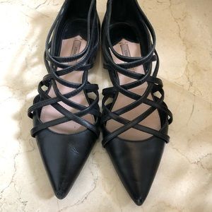 Strapped pointed toe flats